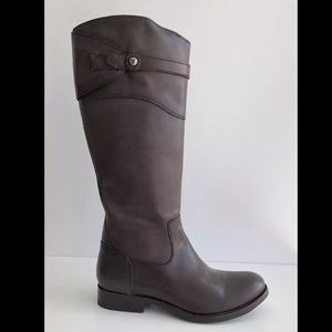 FRYE MOLLY BUTTON BRONW LEATHER RIDING BOOTS 5.5